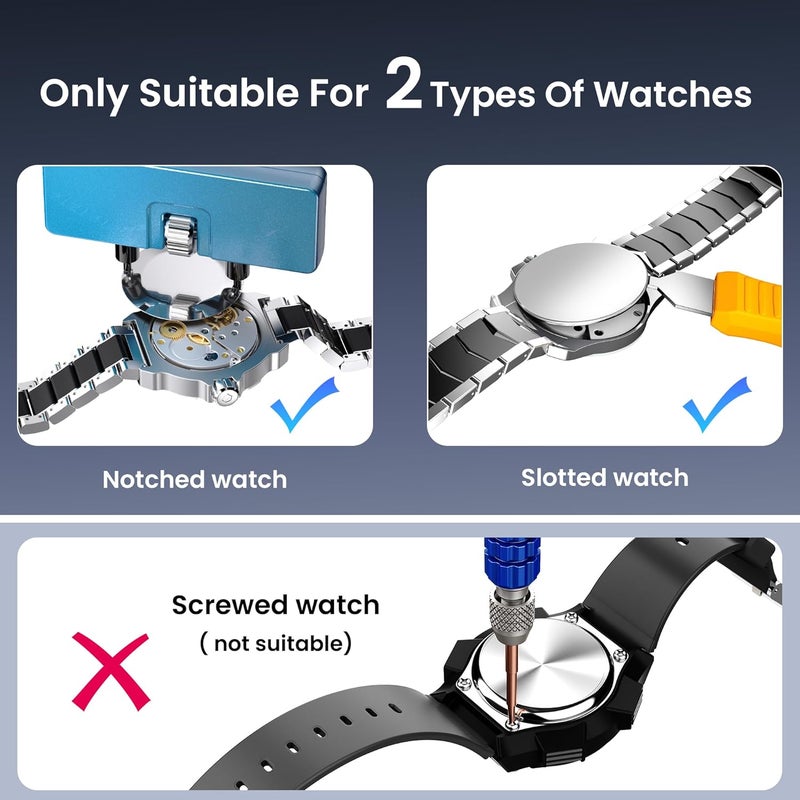 Jorest Watch Repair Tool Kit for Battery Replacement, Strap Adjustment Resizing, Watch Link Pin Remover, Watch Opening, Pry Knife Case Opener for Watch Back Removal, with Watch Hammer, Spring Bars - Image 4